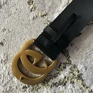 Gucci GG logo crystal leather belt size 65 MARMONT GG Marmont thin belt with crystals in black leather | GUCCI® US main image 4